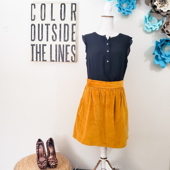 Steven Alan Dresses & Skirts - STEVEN ALAN VINTAGE YELLOW MUSTARD VELVET SKIRT 10